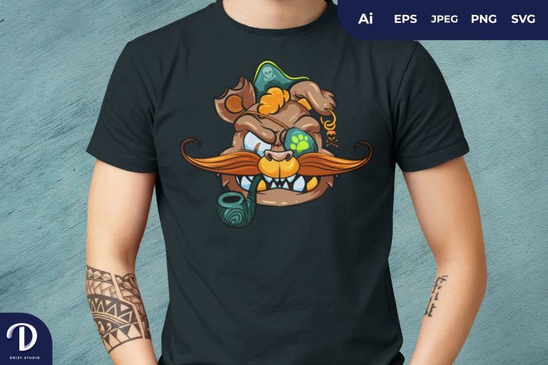 Colorful Beast Pirate for T-Shirt Design - Drizy Studio