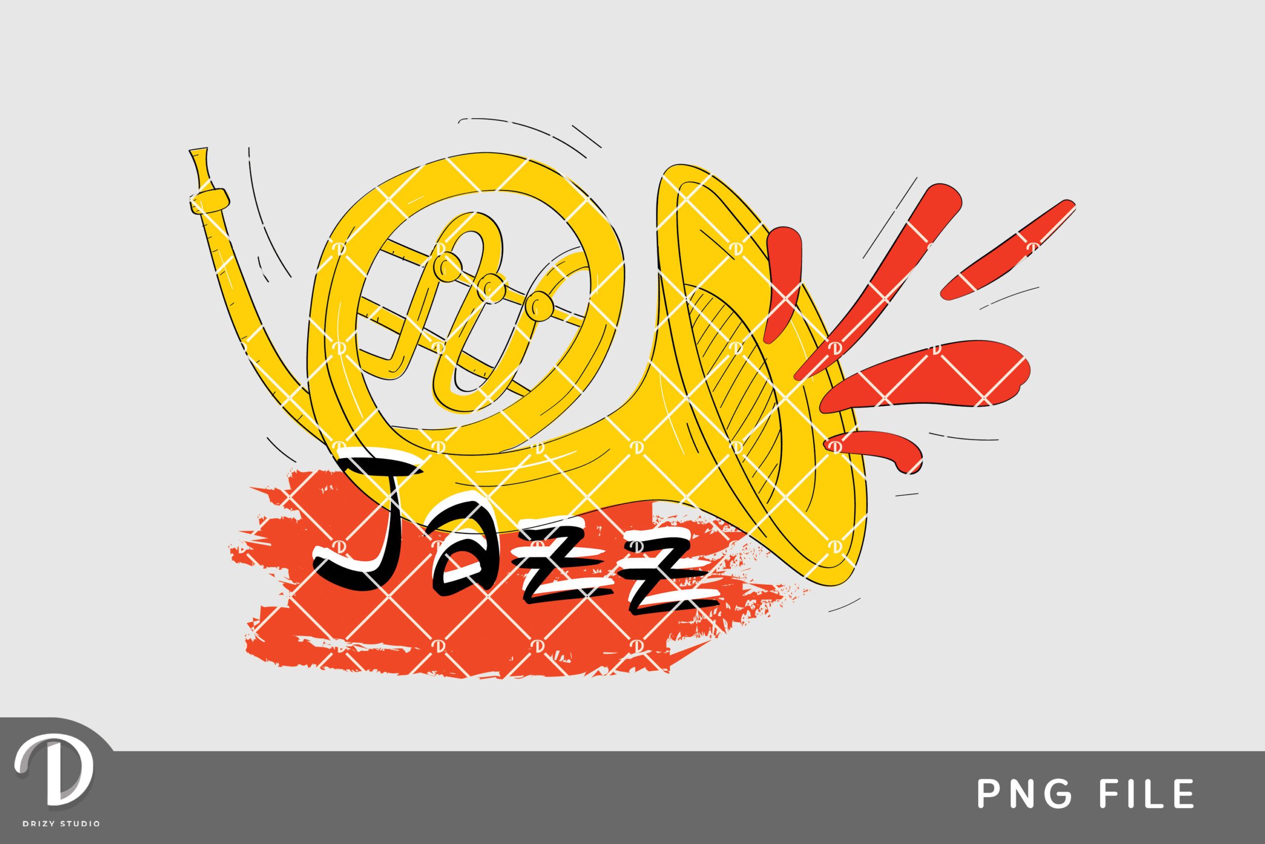 French Horn Jazz for TShirt Design Drizy Studio