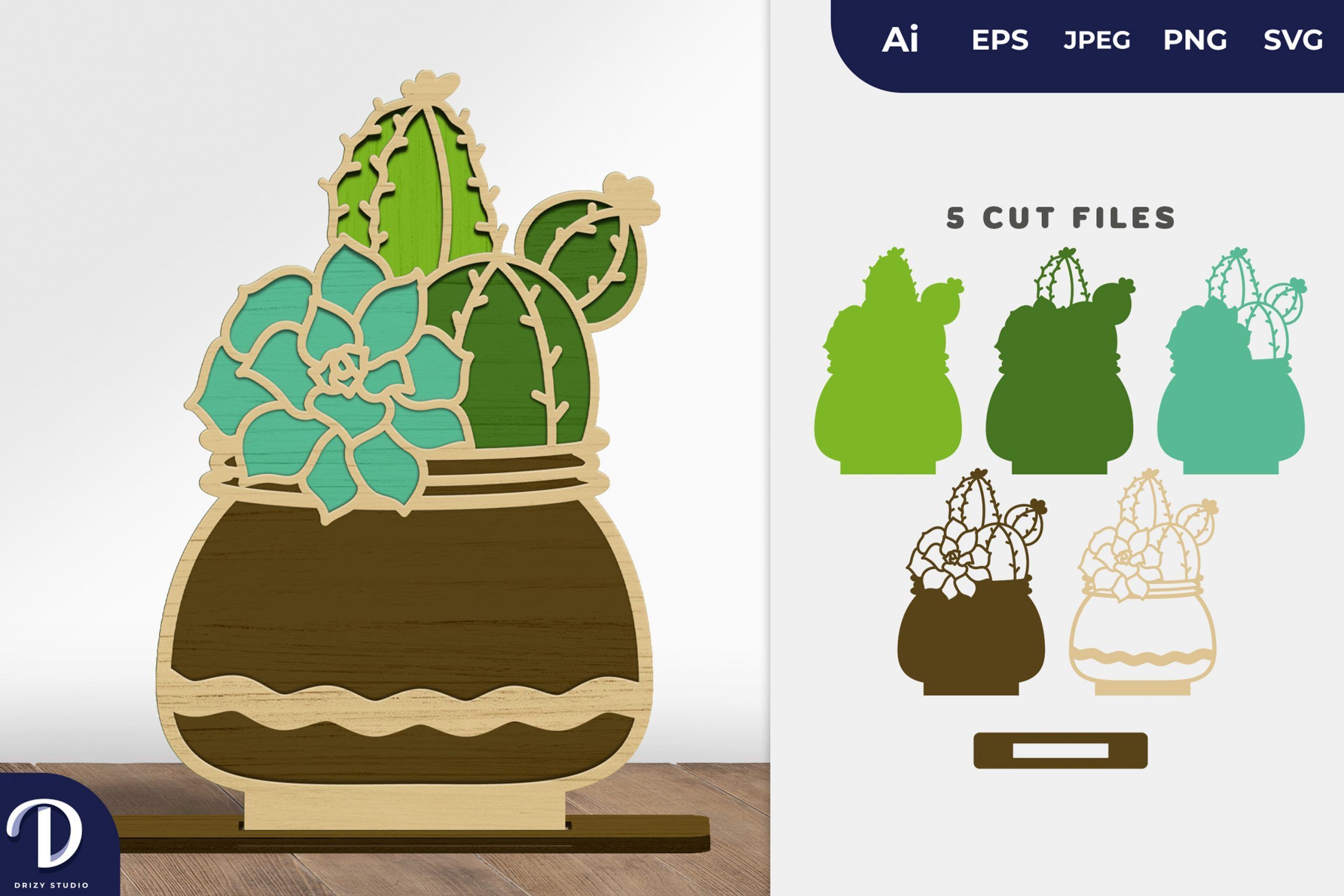 Funny Cactus Pot Silhouette PNG & SVG Design For T-Shirts