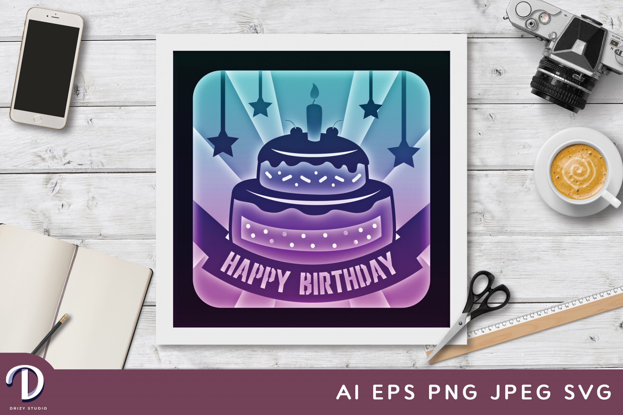 Birthday Shadow Box Idea 3D Paper Cut Drizy Studio