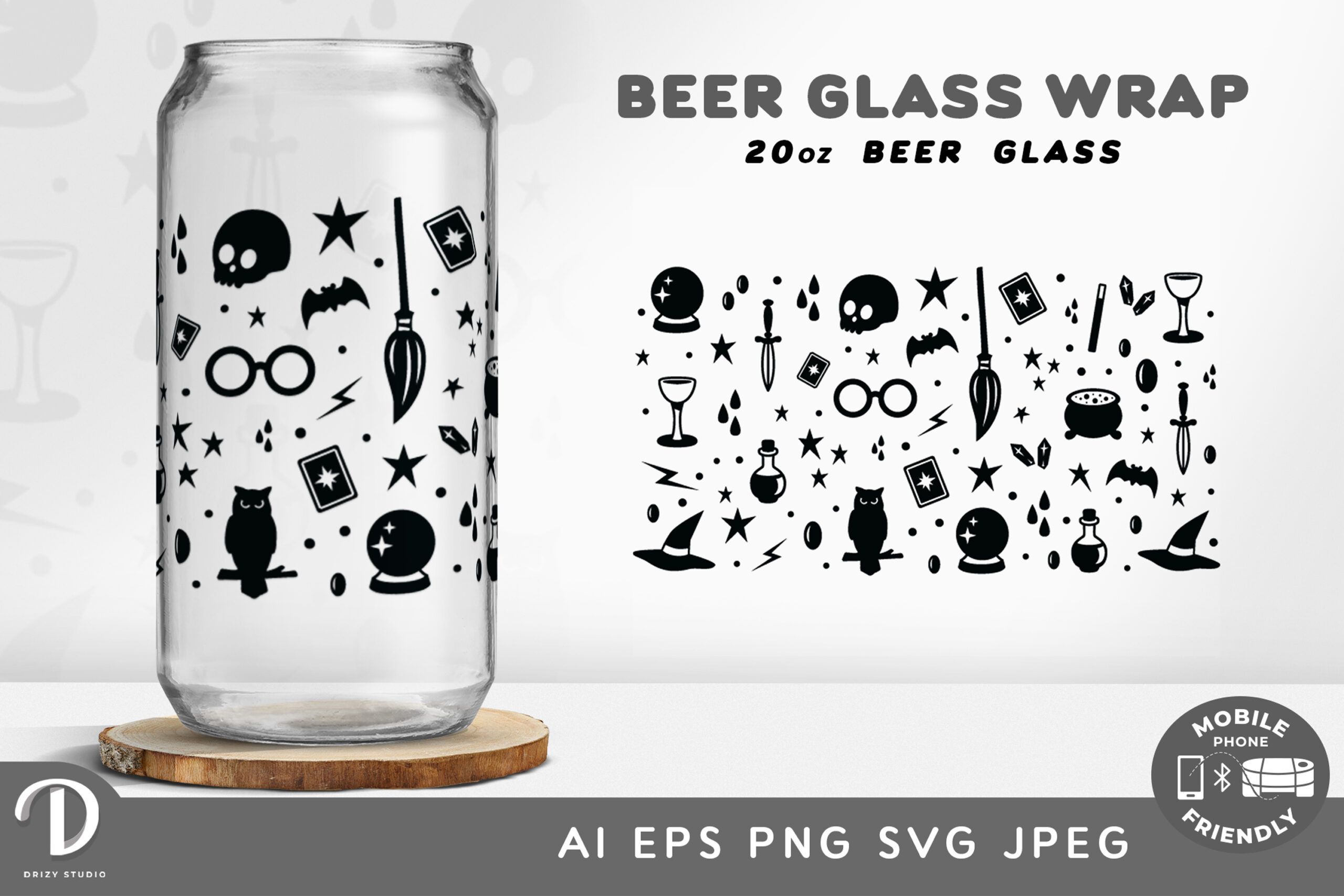 20 oz Beer Can Glass - SVG Potion Brew and Magic Stuff - Drizy Studio