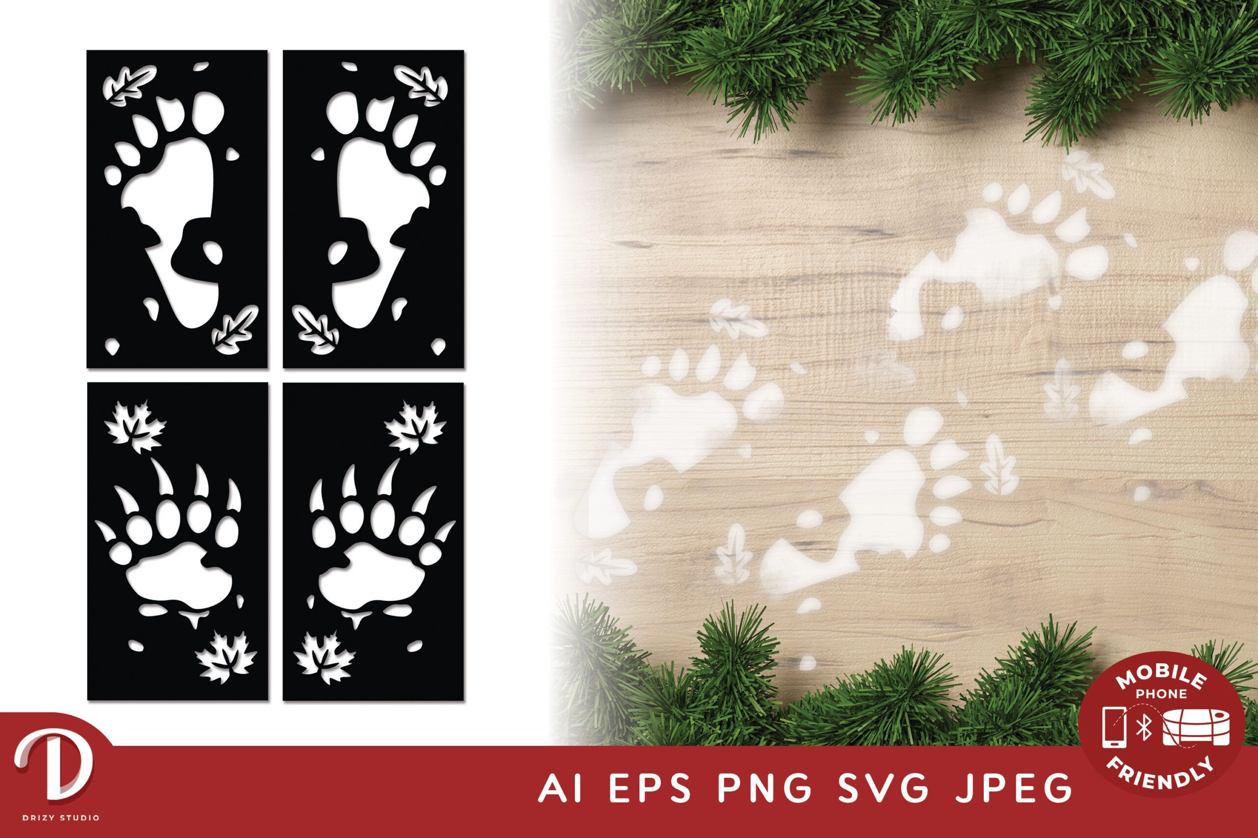 Halloween Footprint Paper Cut SVG - Drizy Studio