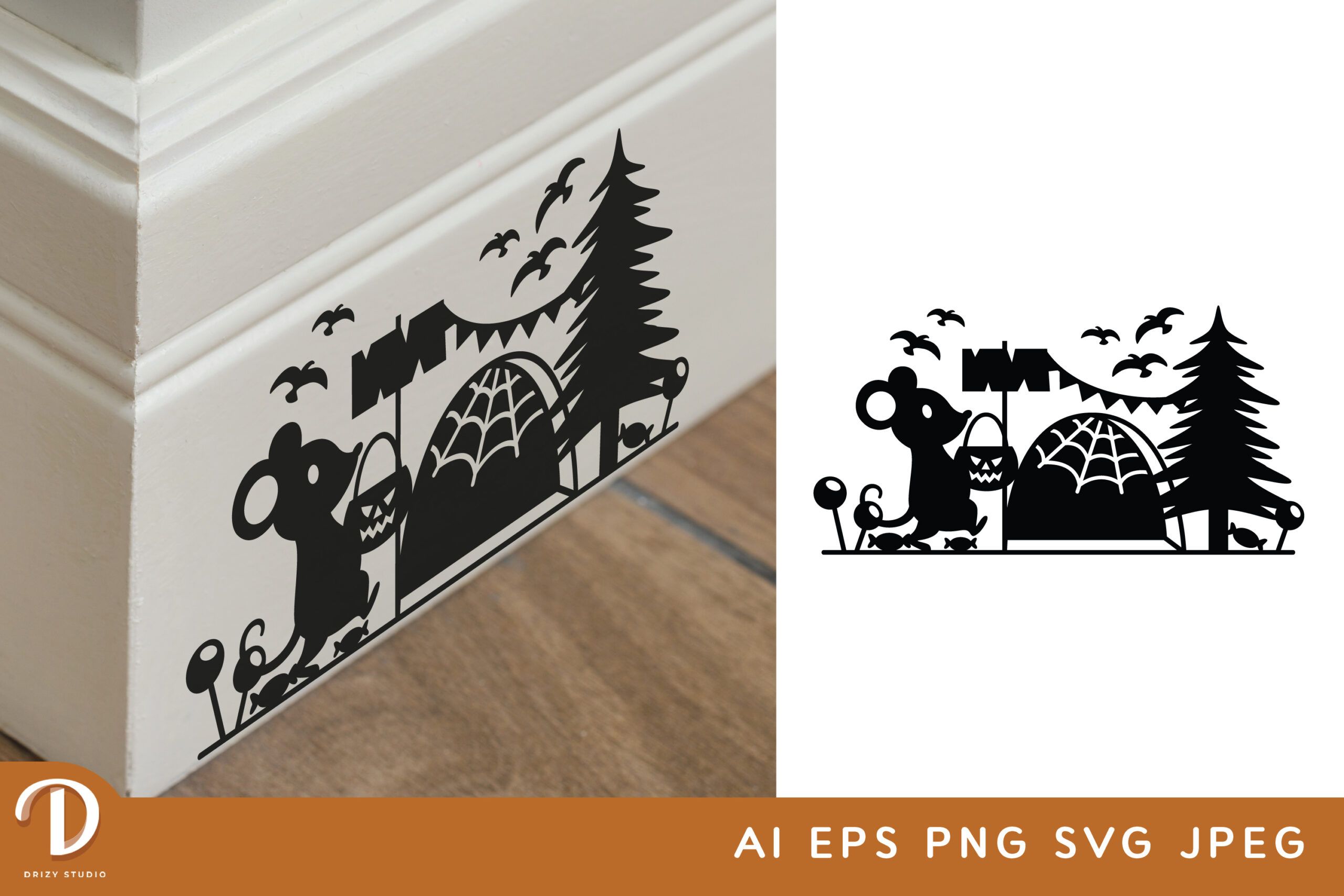 Halloween Mouse Hole SVG TrickorTreating Drizy Studio