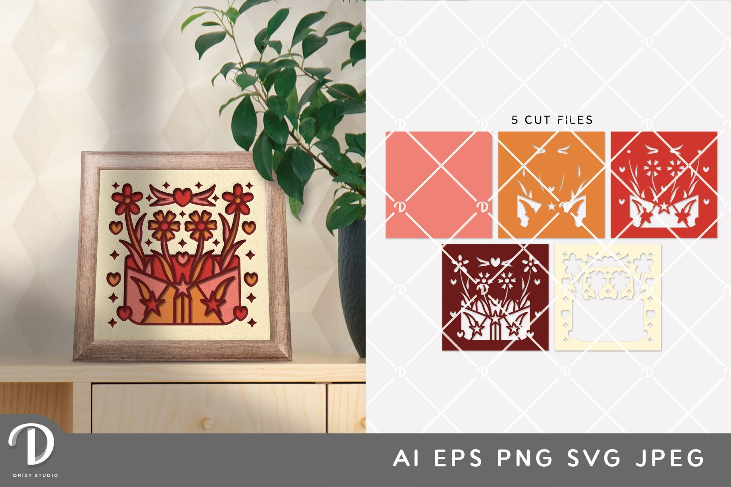 Envelope With Growing Flowers Shadow Box Floral Paper Cut Drizy Studio envelope-with-growing-flowers-shadow-box-floral-paper-cut-drizy-studio