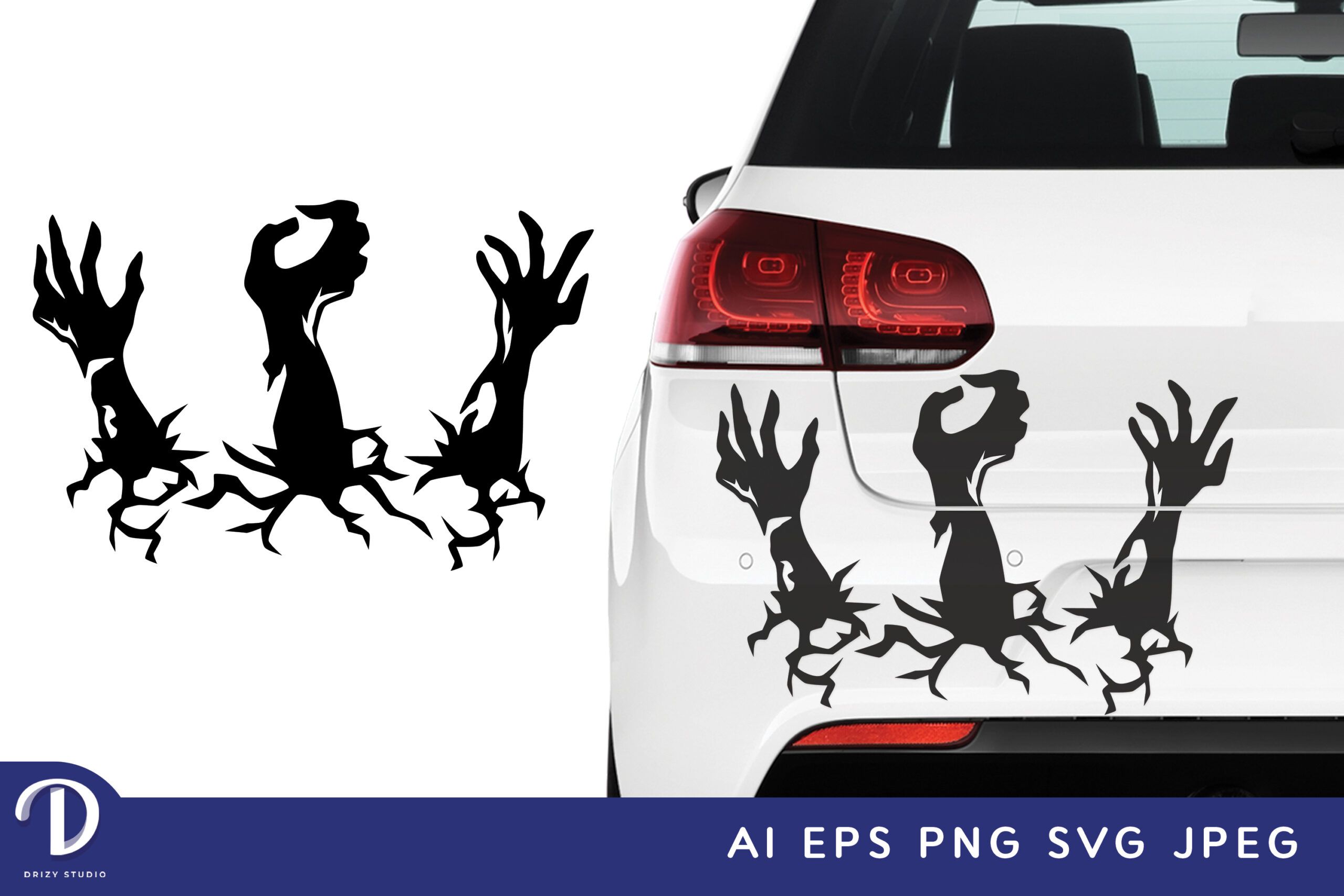 Halloween SVG for Car Decal Hands Breaking Wall Drizy Studio