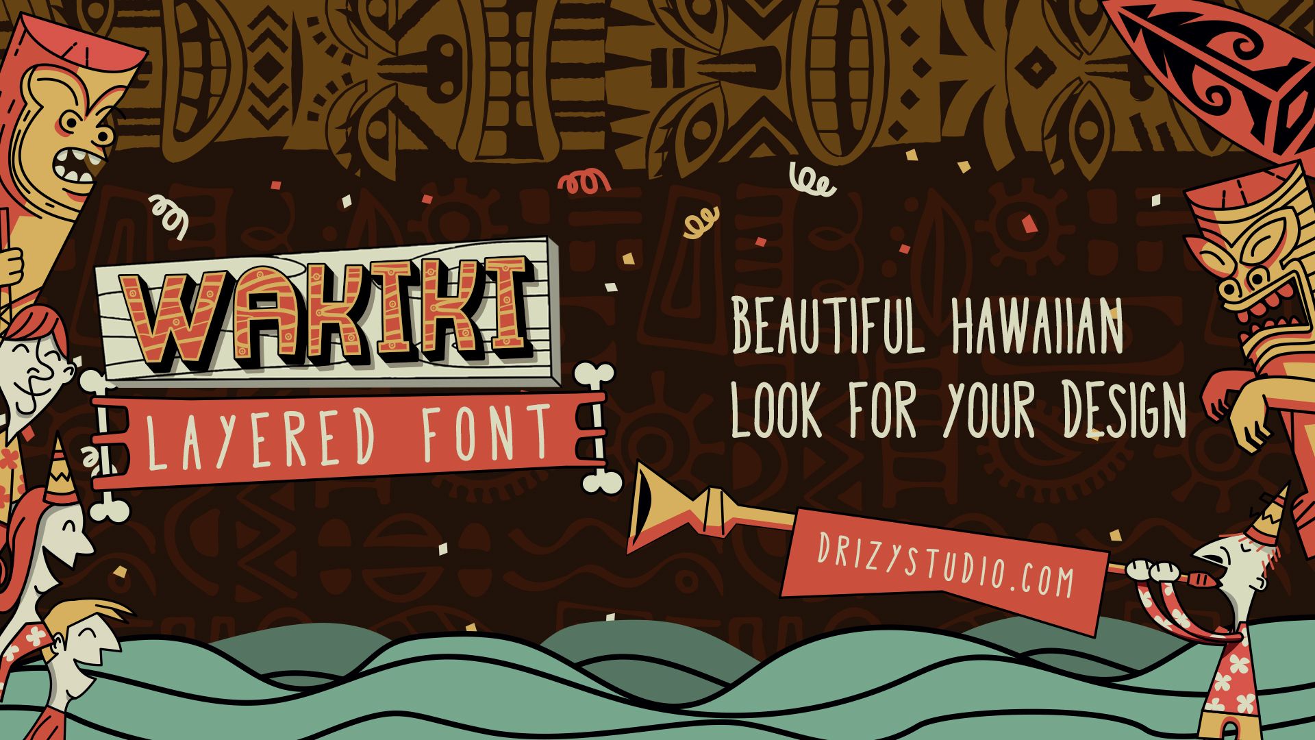 Wakiki Layered Typeface Fun Hawaiian Font for Your Design