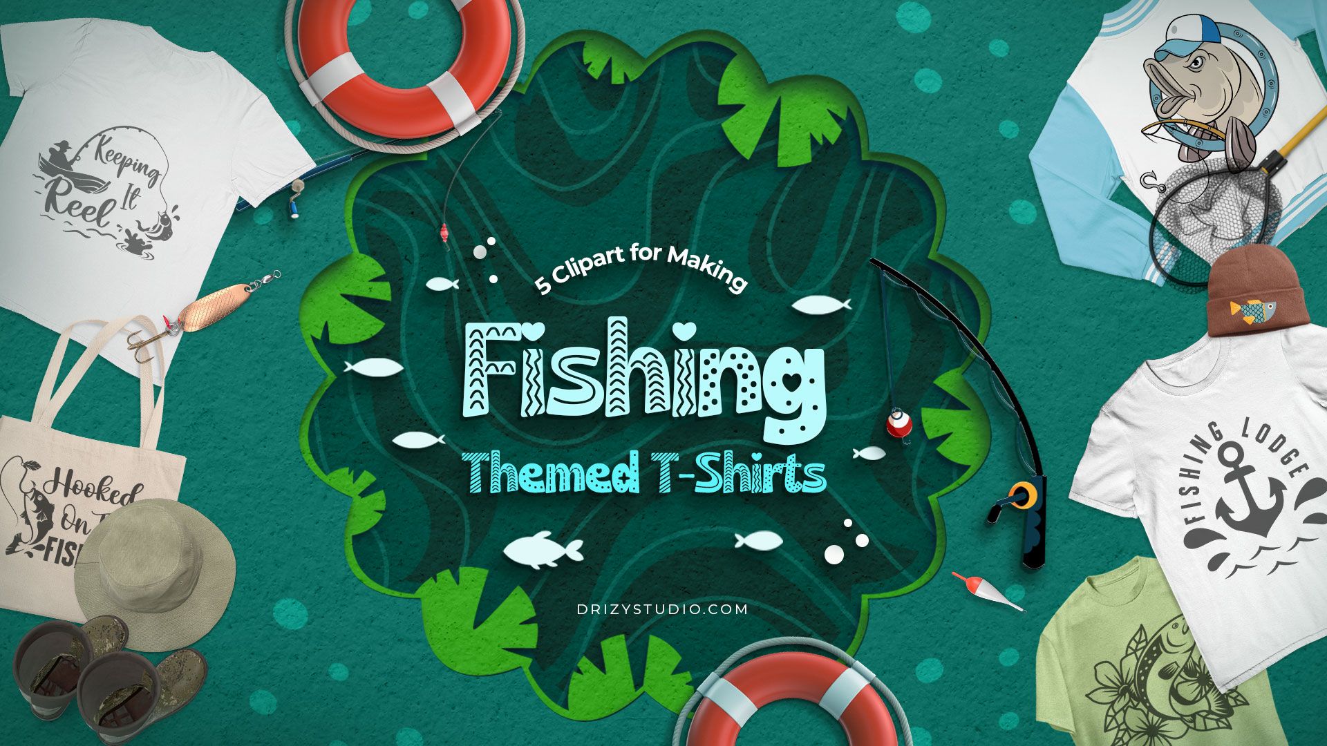 Fishing Clipart for T-shirt Cover