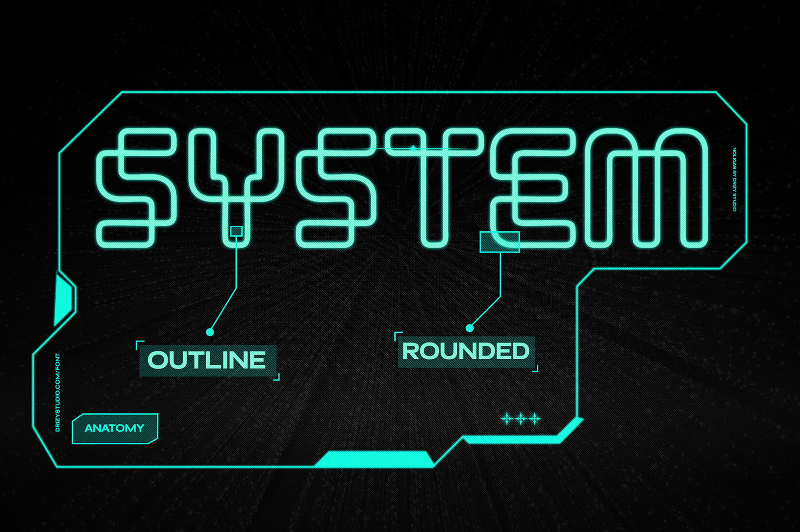Noligas Display Futuristic Outline Font Drizy Studio