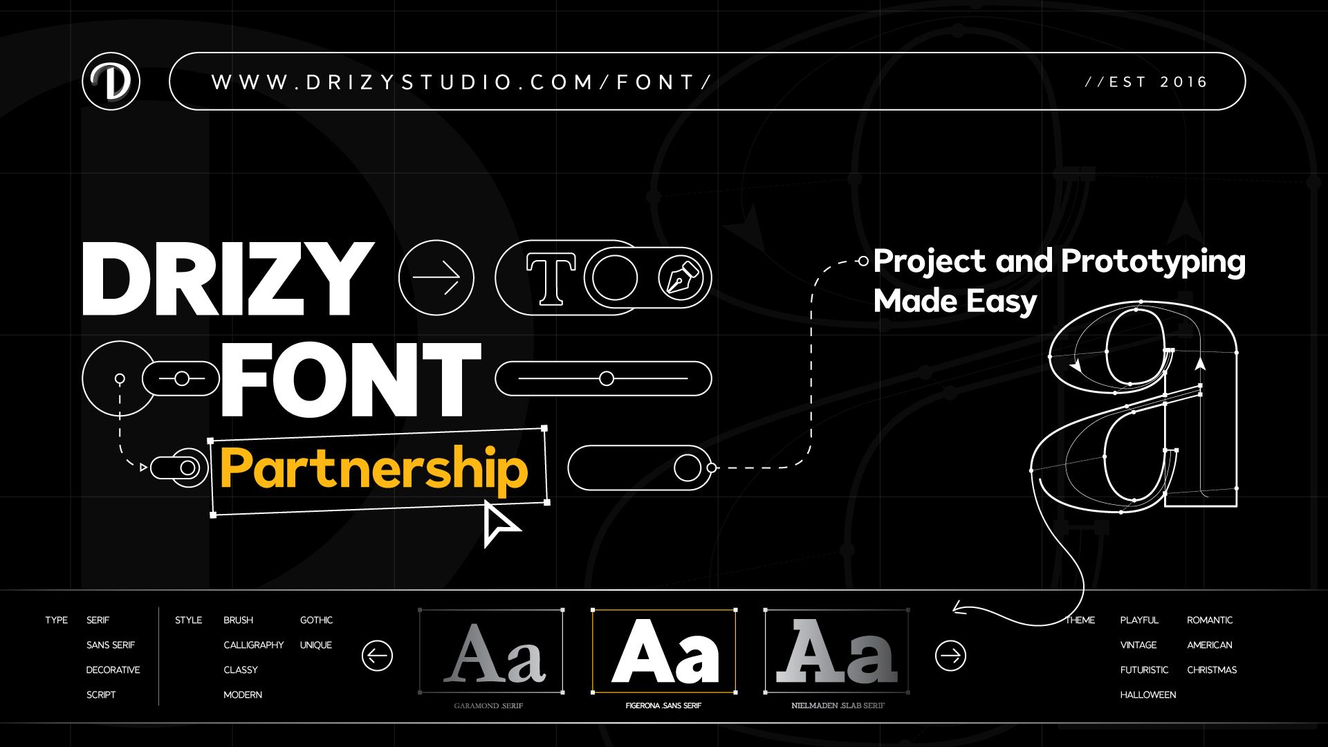 Font Partnership Program Projects and Prototyping Made Easy With Drizy Font cover