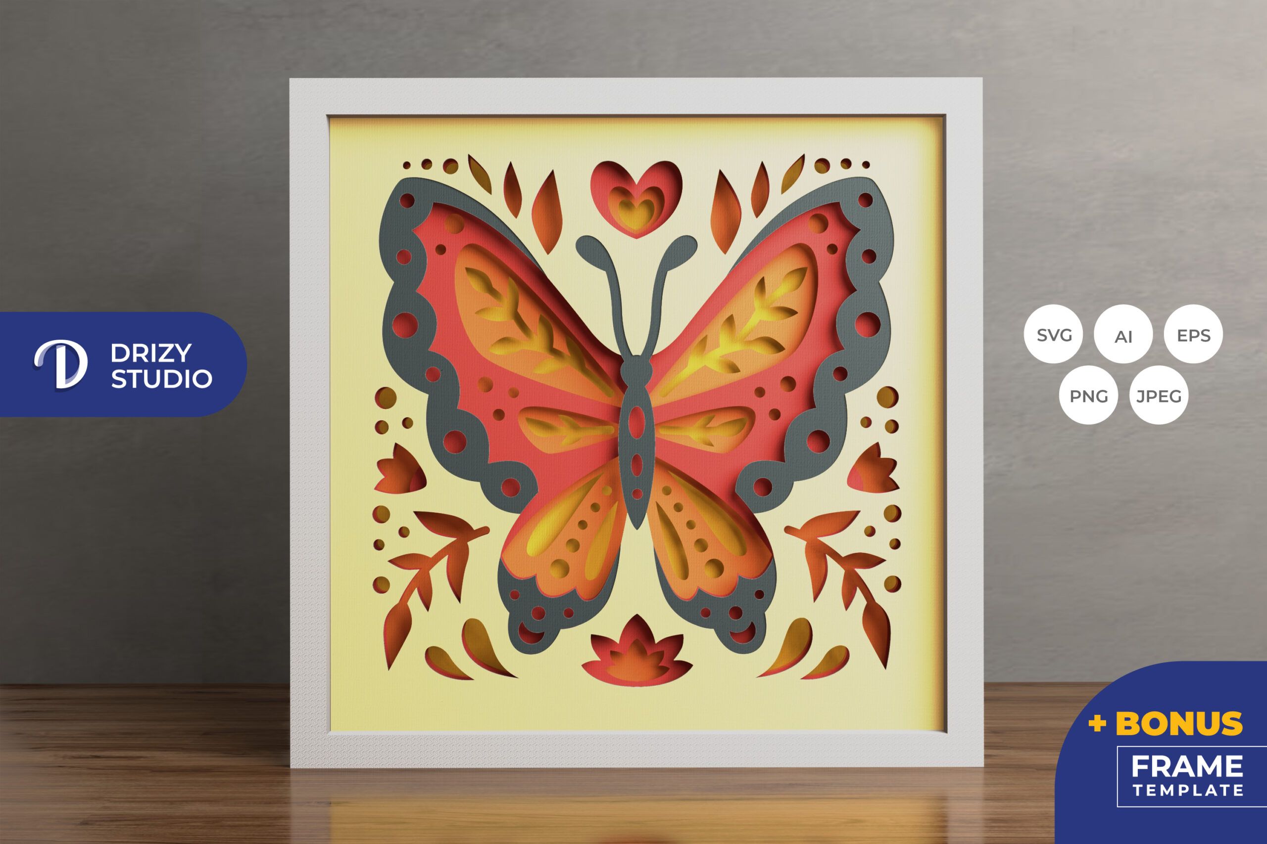 Butterfly Folk Art 3D Shadow Box Butterfly 3D Light Box Drizy Studio