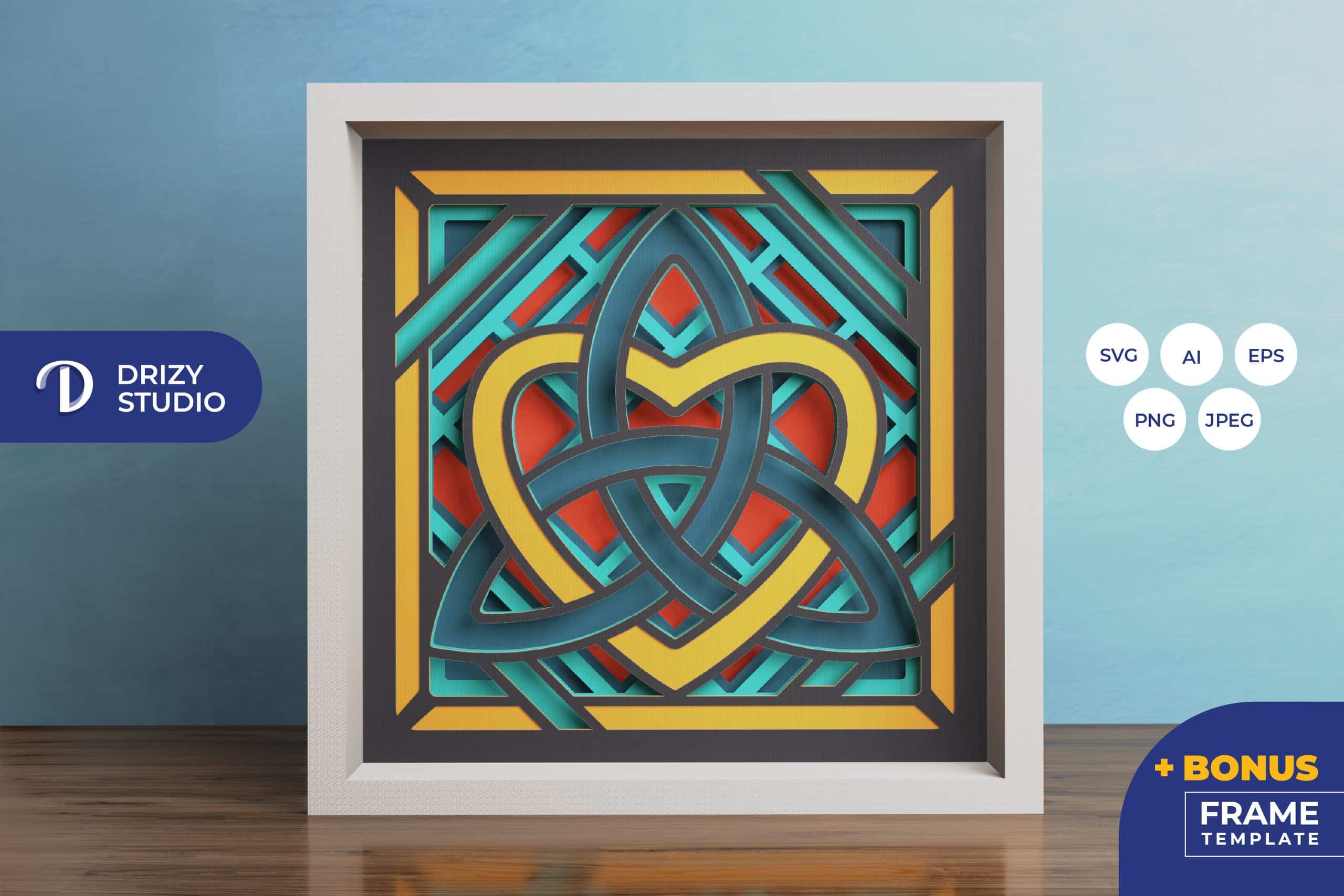 Celtic Knot 3D Shadow Box Layered Paper Cut Drizy Studio