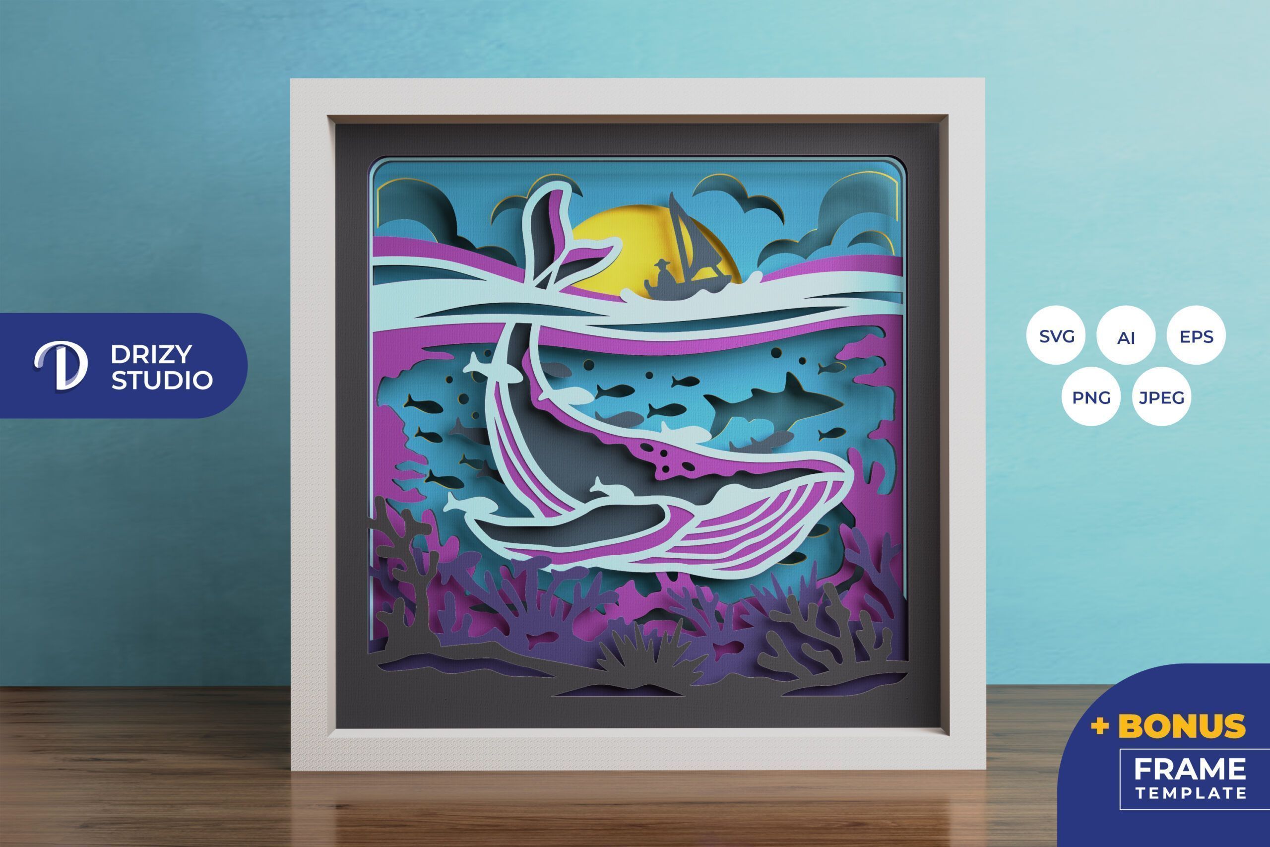 Swimming Whale 3D Shadow Box (1)