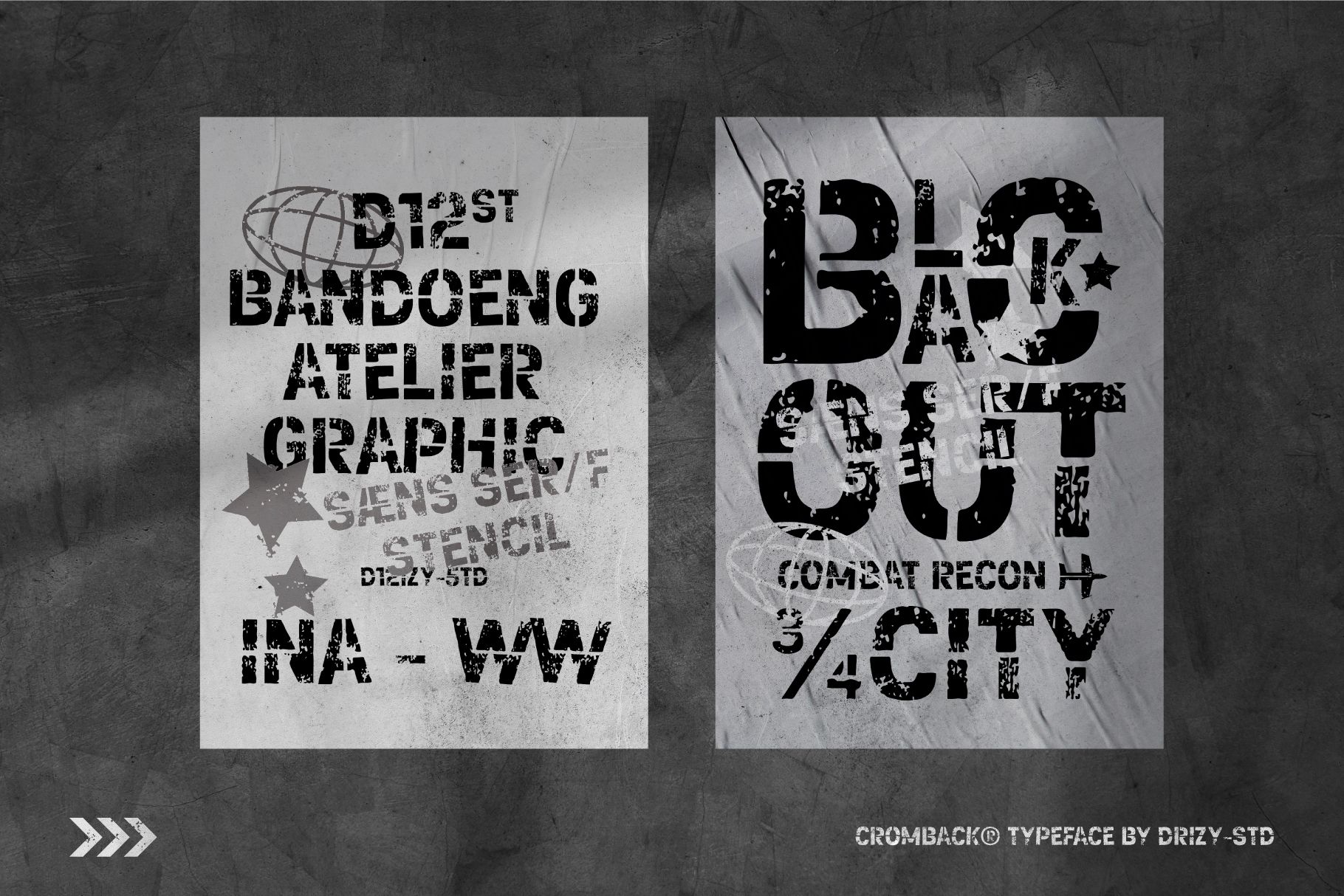 Cromback - Stencil Grunge Sans Font - Drizy Studio