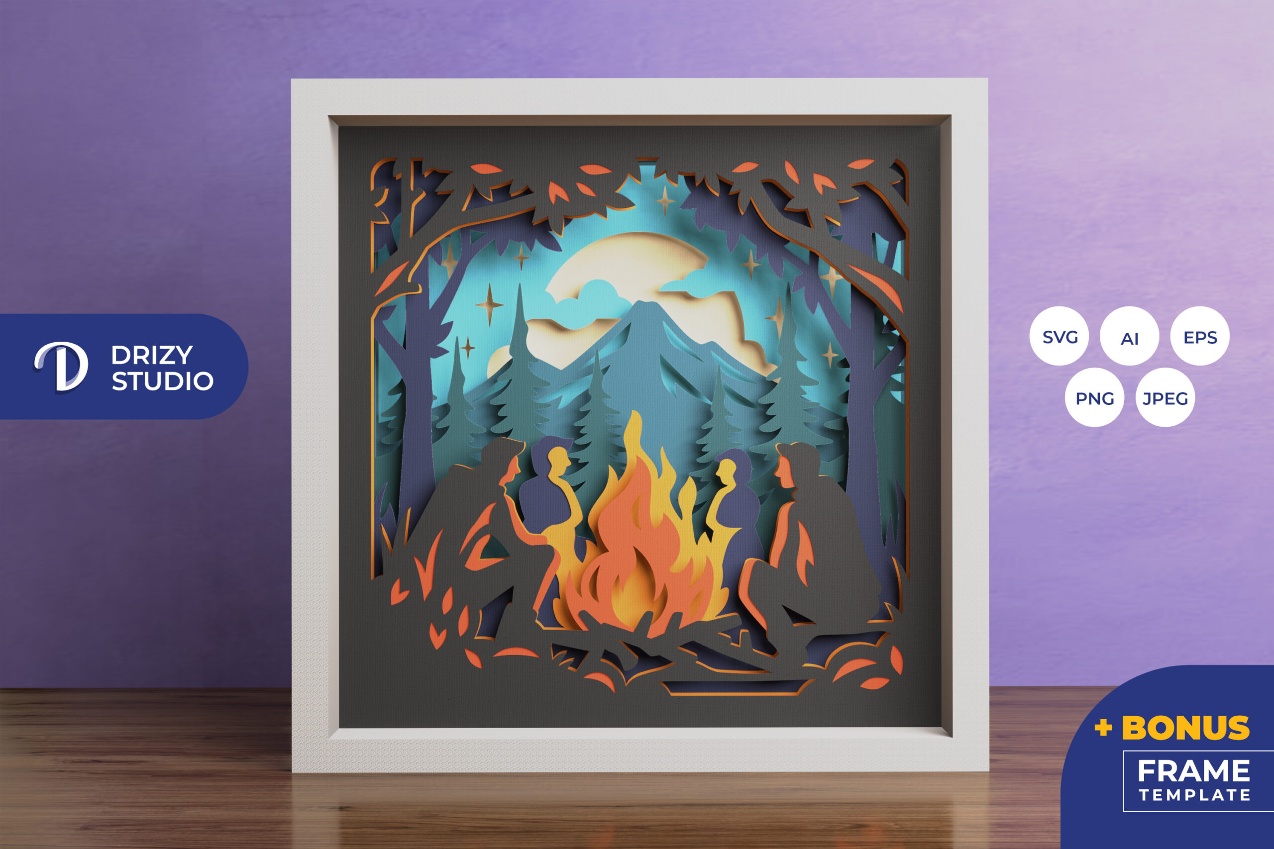 Campfire with Friends 3D Shadow Box (1)