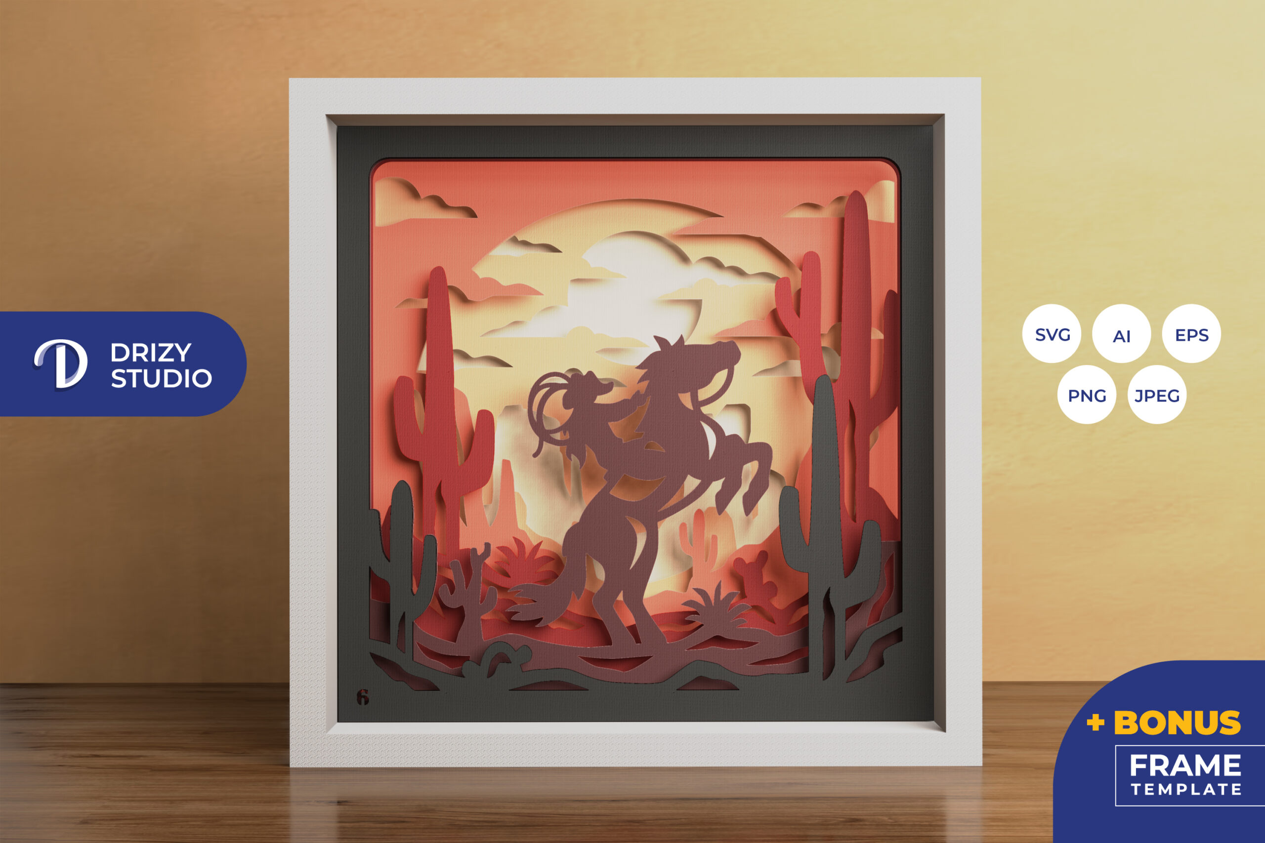 Cowgirl Rodeo 3D Shadow Box Paper Cut (1)