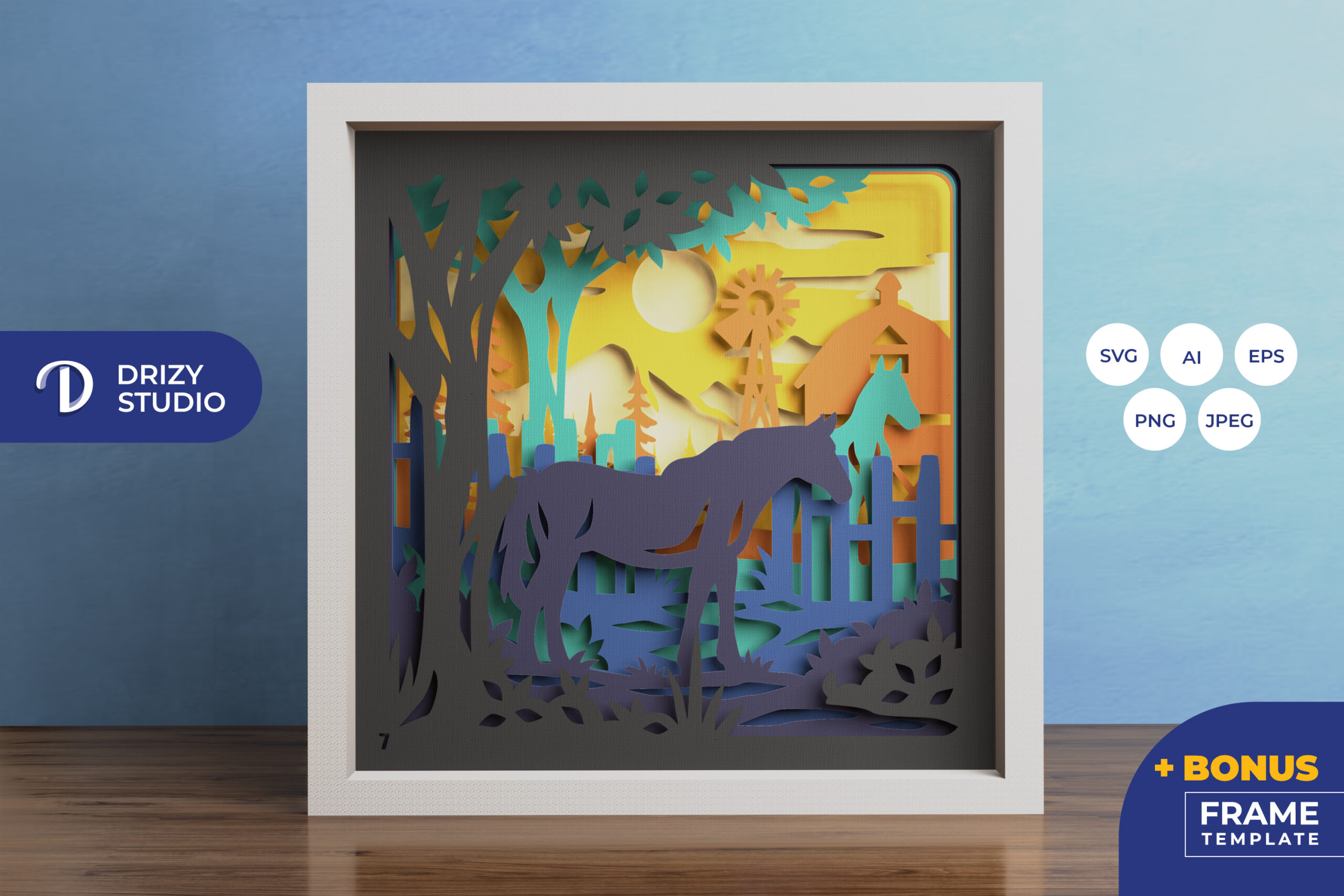 Horse in The Ranch 3D Shadow Box (1)